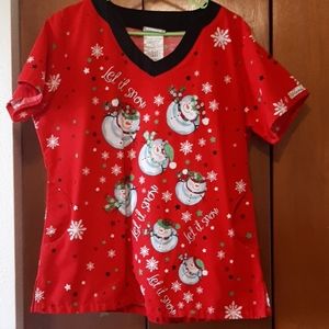 UA Scrub top with snowmen
